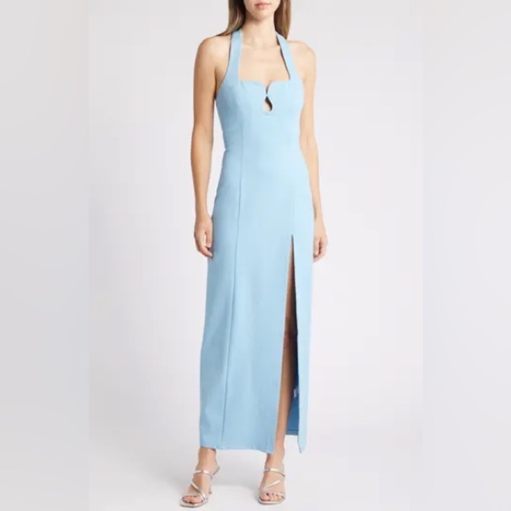 Elliatt Tuning Halter Neck Column Gown B3030